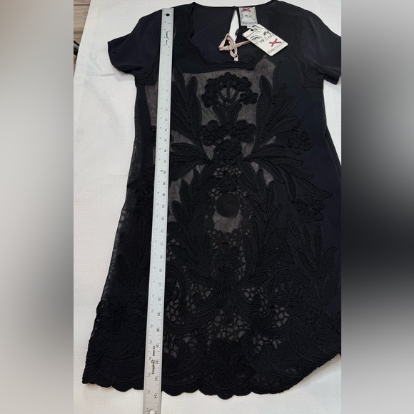 Yoana Baraschi Black Floral Sheer Lace Shift Mini Dress Small NWT Anthropologie - Picture 11 of 11
